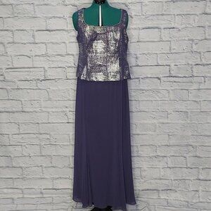 COLLECTIONS by Lourea Womens Purple metallic Layered gown Sz 18